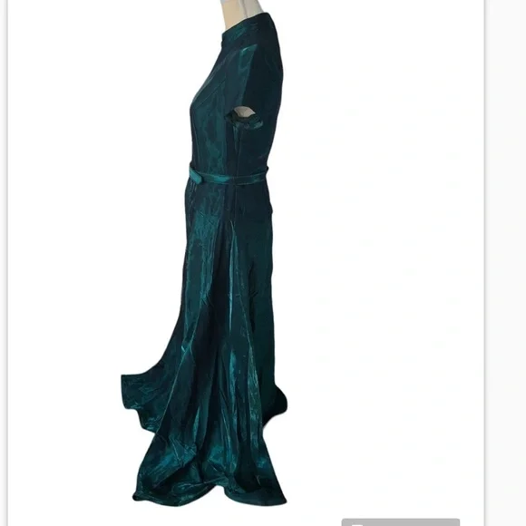Vintage Laura Salkin Emerald Green Short Sleeve Maxi Formal Dress Size 11/12 - Picture 2 of 14